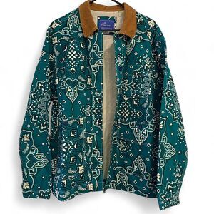 Op/Ed Gallerie Green and white paisley bandana jacket